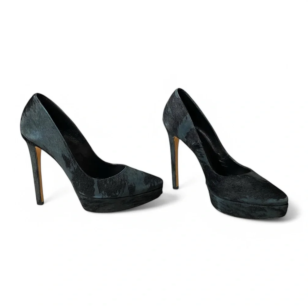 Tania Spinelli Black Calf Hair Platform Heels - Size EU 39 - Picture 5 of 7